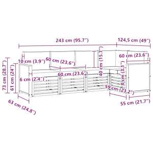 Rohová sofa sada s polštářem 4 pcs Přirozená a Krémová - obrázek 9