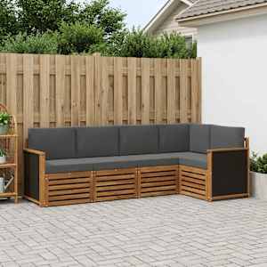 Kotna sedežna garnitura z blazino 4 pcs Naravna in antracitna