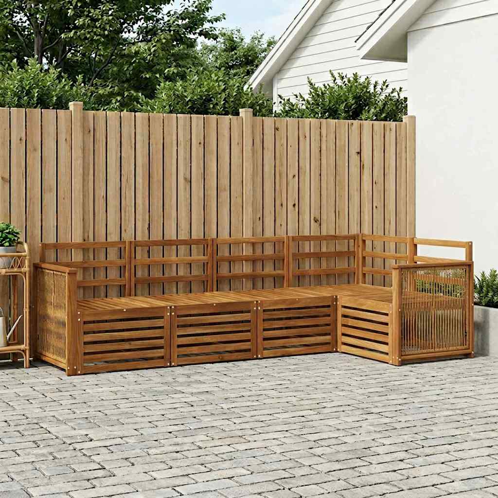 vidaXL Buiten bankenset 4 st 5-zits Naturel Massief Acaciahout Bruin
