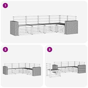 Rohová sofa sada 5 pcs Přírodní Masivní akátové dřevo - obrázek 6