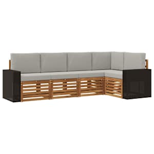Rohová sofa sada s polštářem 5 pcs Přírodní a světle šedá - obrázek 2