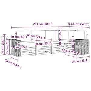 Rohová sofa sada s polštářem 5 pcs Přírodní a světle šedá - obrázek 8