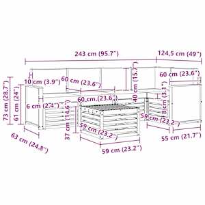 Rohová sofa sada s polštářem 5 pcs Přirozená a Krémová - obrázek 7