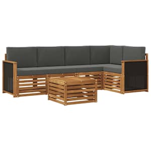 Kotna sedežna garnitura z blazino 5 pcs Naravna in antracitna