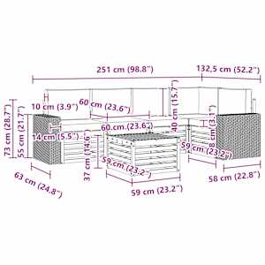 Rohová sofa sada s polštářem 6 pcs Přírodní a světle šedá - obrázek 7