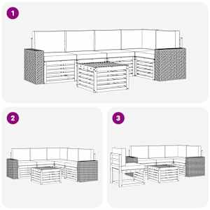 Rohová sofa sada s polštářem 6 pcs Přírodní a světle šedá - obrázek 6