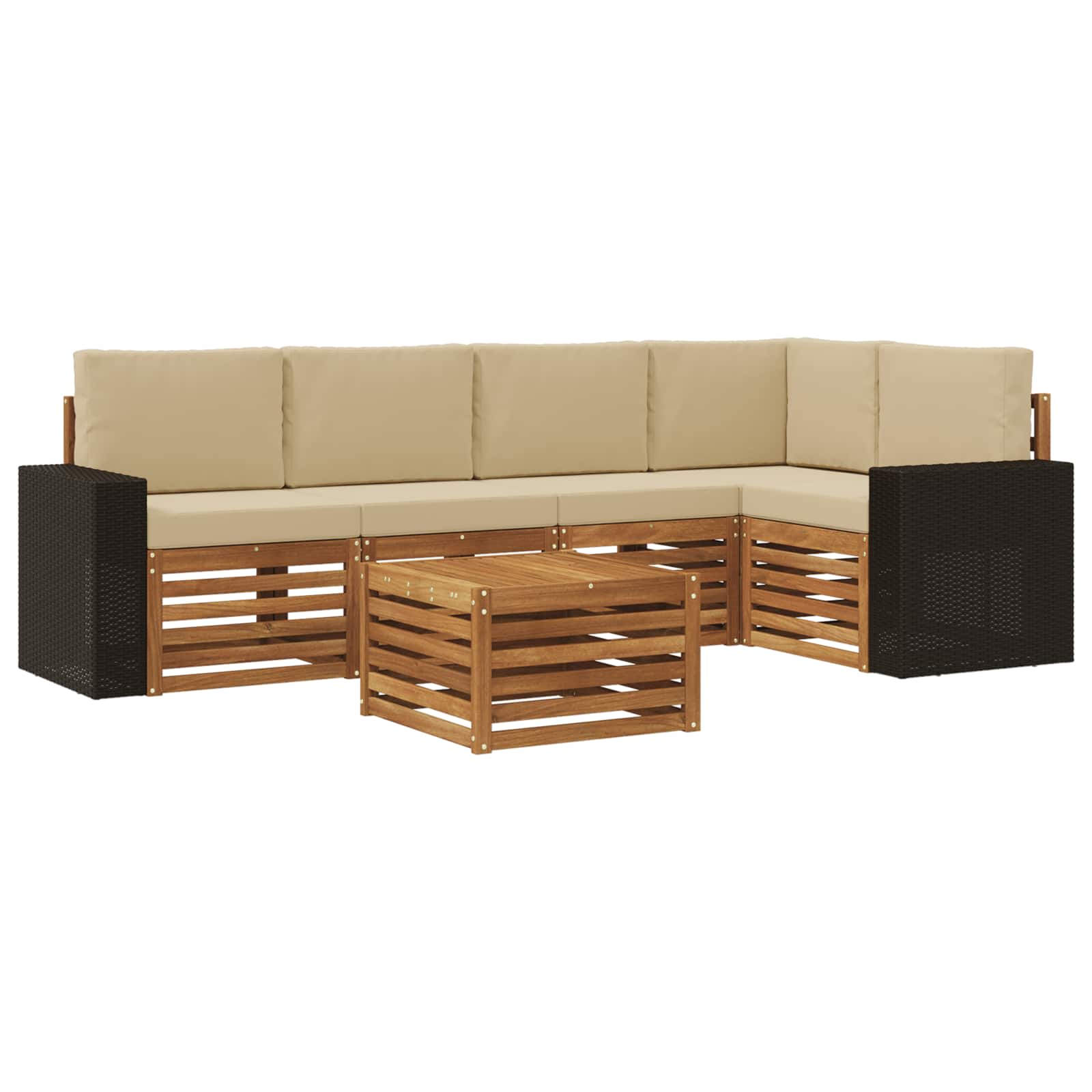 vidaXL Buiten bankenset 6 st 5-zits Natuurlijk en Beige, foto 3