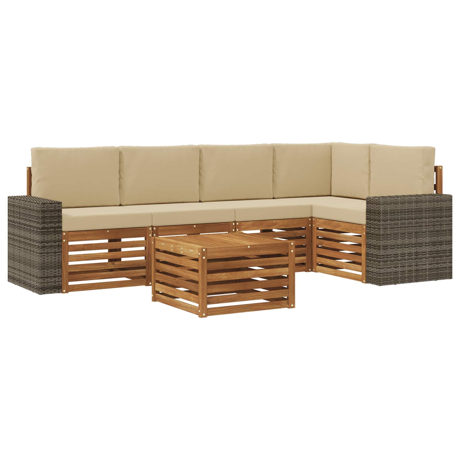 vidaXL Buiten bankenset 6 st 5-zits Natuurlijk en Beige, foto 3
