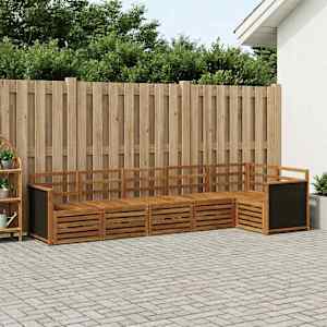 Rohová sofa sada 5 pcs Přírodní Masivní akátové dřevo - obrázek 1