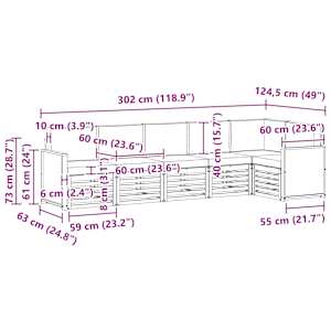Rohová sofa sada s polštářem 5 pcs Přírodní a světle šedá - obrázek 8