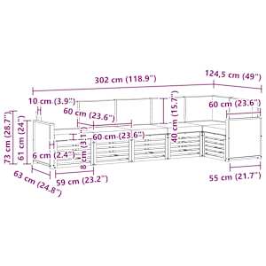 Rohová sofa sada s polštářem 5 pcs Přírodní - obrázek 8