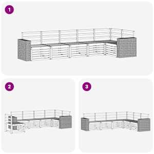 Rohová sofa sada 6 pcs Přírodní Masivní akátové dřevo - obrázek 5