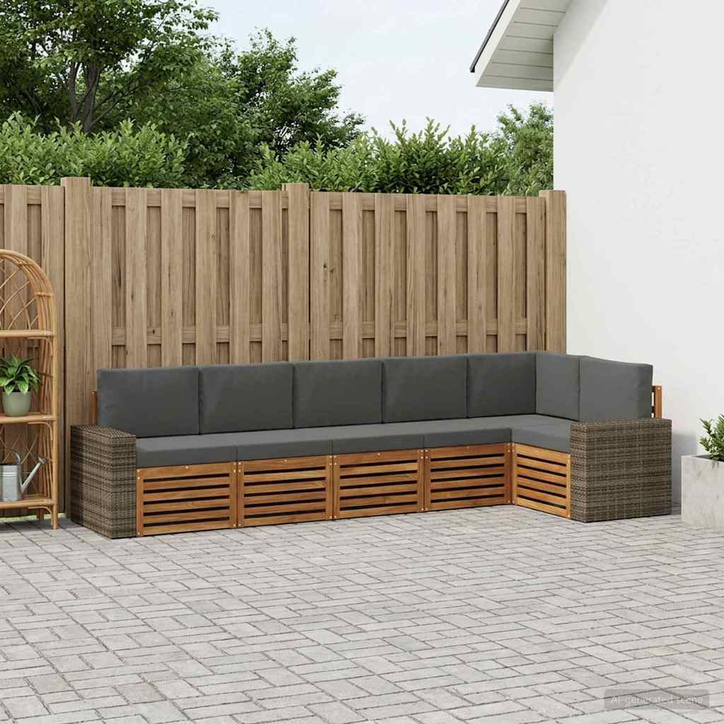 vidaXL Udendørs sofagruppe 6 stk. Naturlig og Antracit Polyester