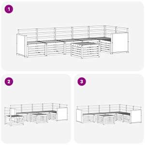 Rohová sofa sada 6 pcs Přírodní Masivní akátové dřevo - obrázek 8