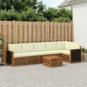 Rohová sofa sada s polštářem 6 pcs Přirozená a Krémová - obrázek 1