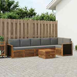 Rohová sofa sada s polštářem 6 pcs Přírodní a světle šedá - obrázek 1
