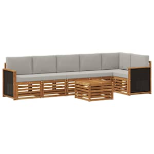 Rohová sofa sada s polštářem 6 pcs Přírodní a světle šedá - obrázek 2