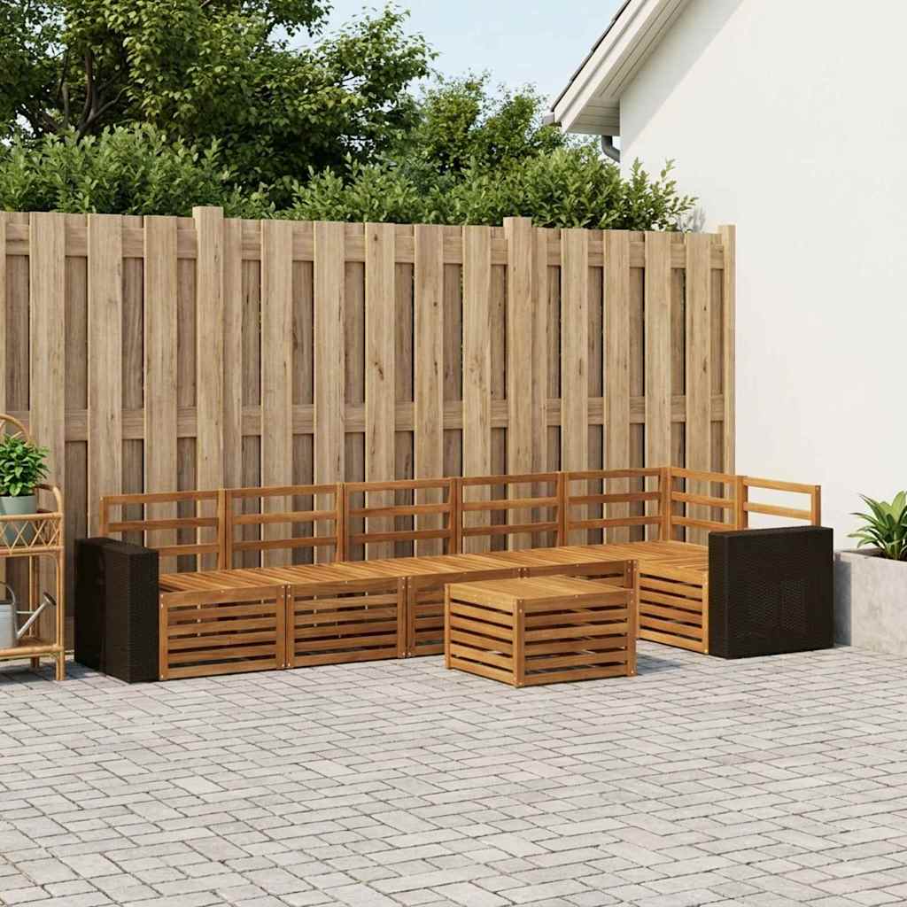 Hoekbank Set 7 pcs Naturel Massief Acaciahout image 1