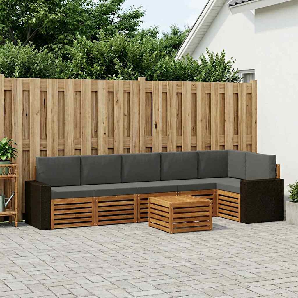 vidaXL Udendørs sofagruppe 7 stk. Naturlig og Antracit Polyester