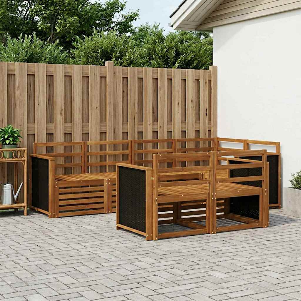 Rohová sofa sada 6 pcs Přírodní Masivní akátové dřevo
