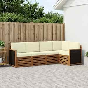 Rohová sofa sada s polštářem 6 pcs Přirozená a Krémová - obrázek 1