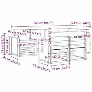 Rohová sofa sada s polštářem 6 pcs Přírodní - obrázek 7