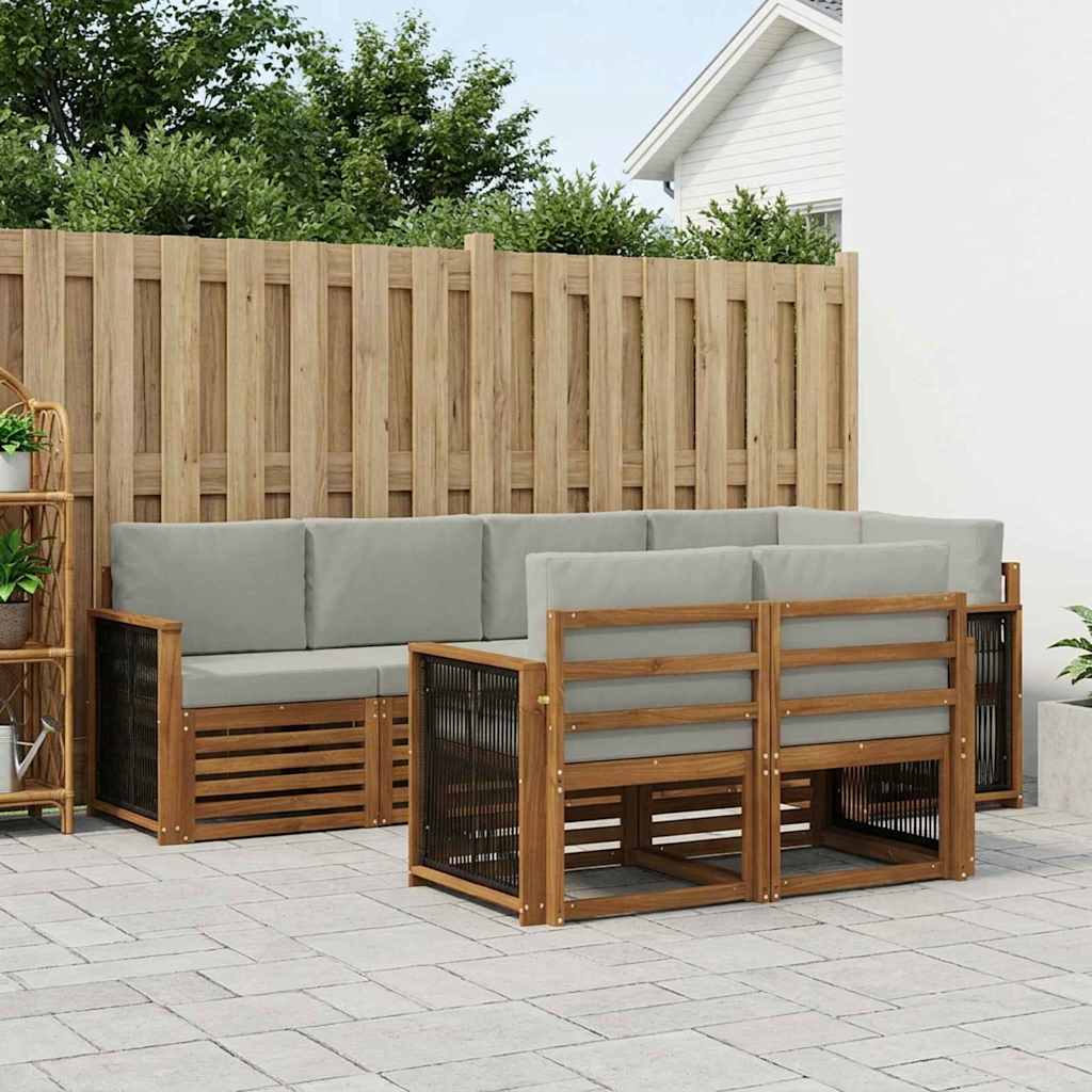Rohová sofa sada s polštářem 6 pcs Přírodní a světle šedá