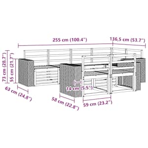 Rohová sofa sada 7 pcs Přírodní - obrázek 6