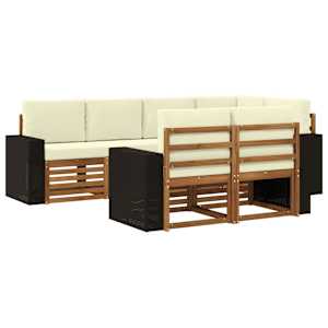 Rohová sofa sada s polštářem 7 pcs Přirozená a Krémová - obrázek 2