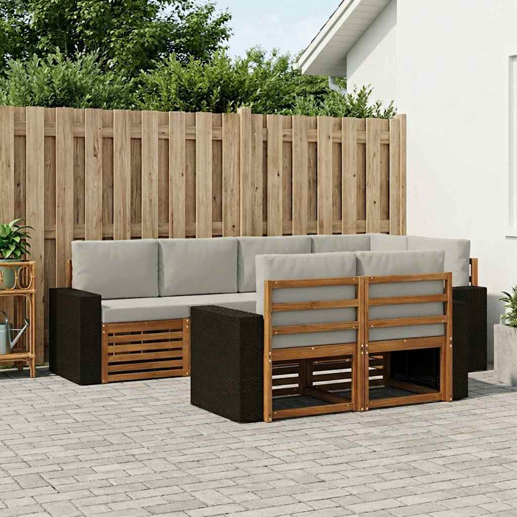 Rohová sofa sada s polštářem 7 pcs Přírodní a světle šedá