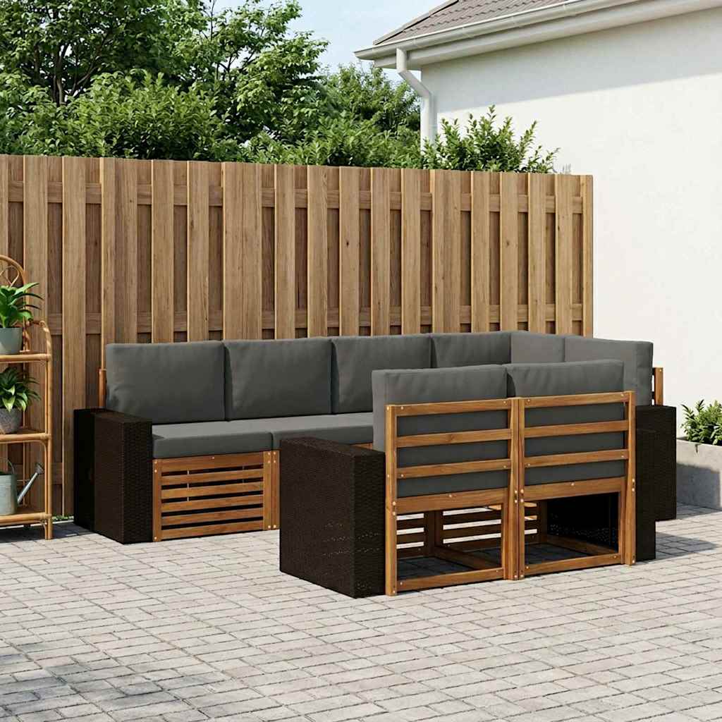 Rohová sofa sada s polštářem 7 pcs Přirozená a Anthracitová