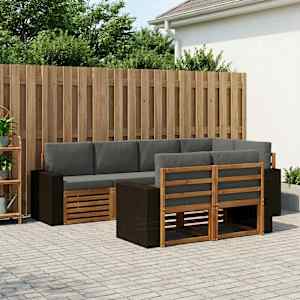 Rohová sofa sada s polštářem 7 pcs Přirozená a Anthracitová - obrázek 1