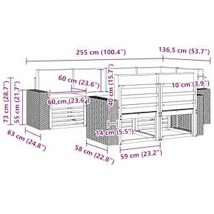Rohová sofa sada s polštářem 7 pcs Přirozená a Béžová - obrázek 7