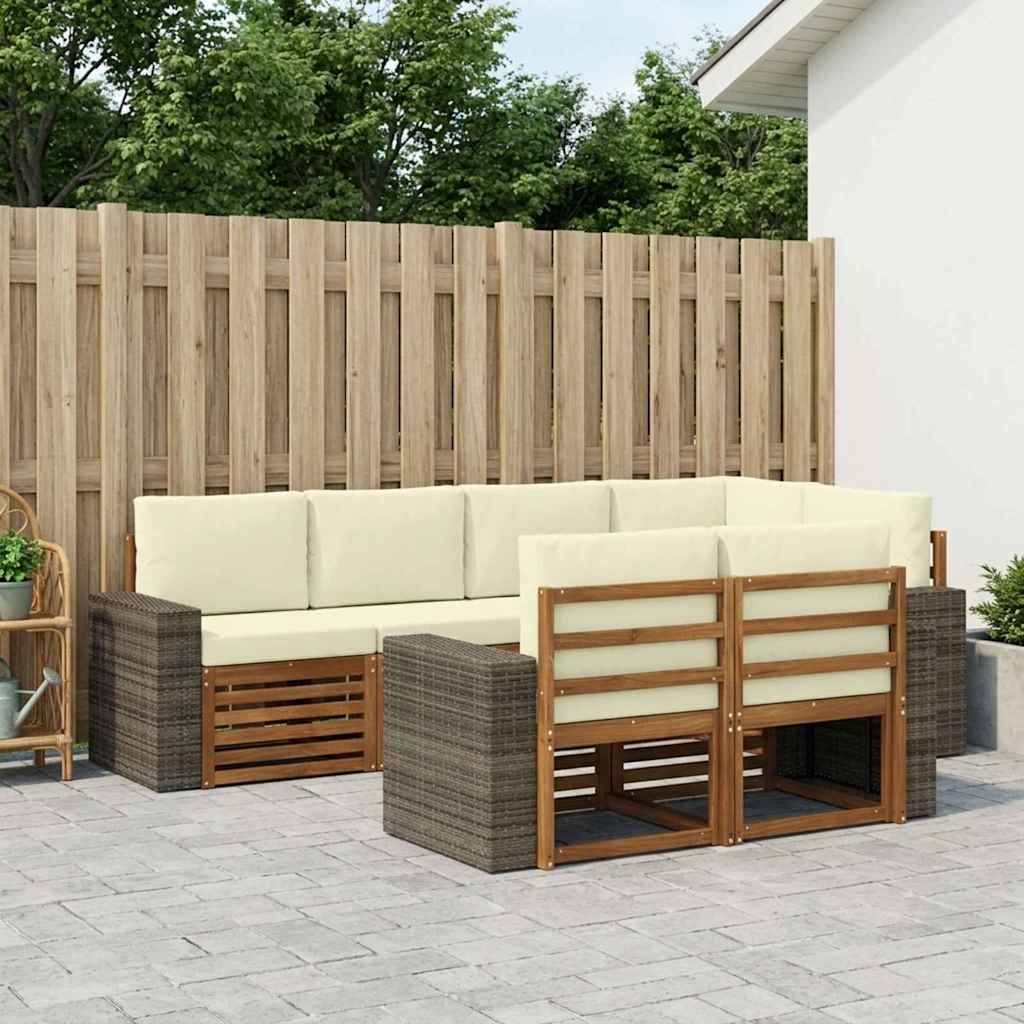 Rohová sofa sada s polštářem 7 pcs Přirozená a Krémová
