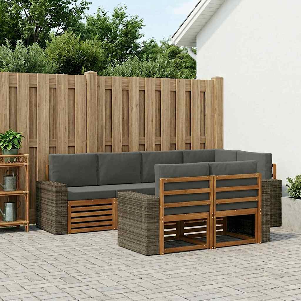 Rohová sofa sada s polštářem 7 pcs Přirozená a Anthracitová