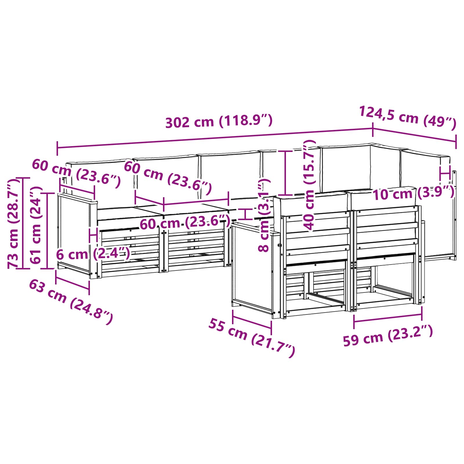 Sofa-Sets Massief Acaciahout image 7