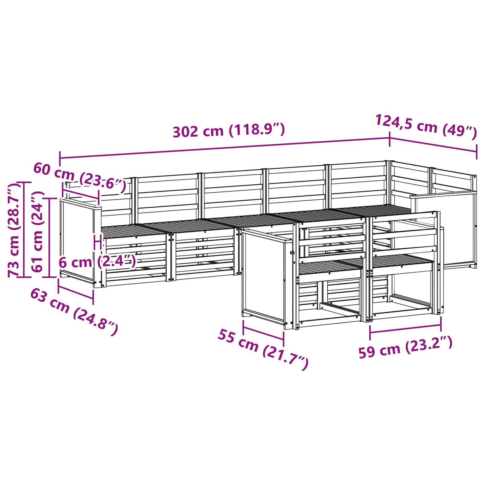 Sofa-Sets Massief Acaciahout image 6