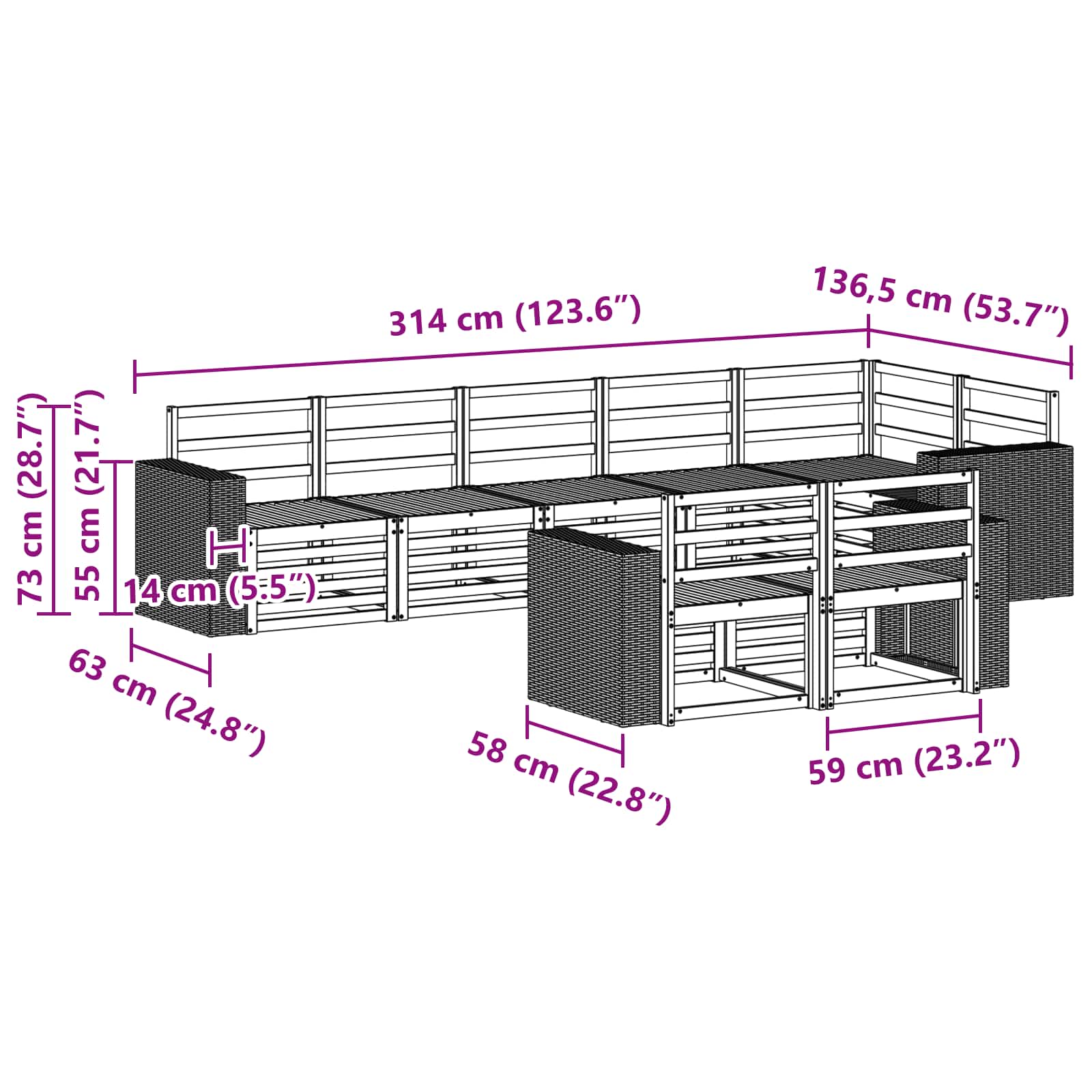 Sofa-Sets Massief Acaciahout image 6