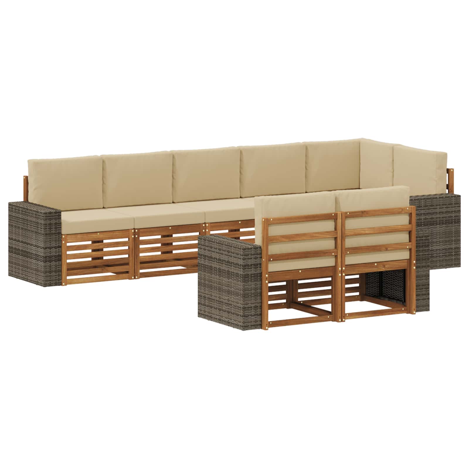 vidaXL Buiten bankenset 8 st 8-zits Natuurlijk en Beige, foto 3