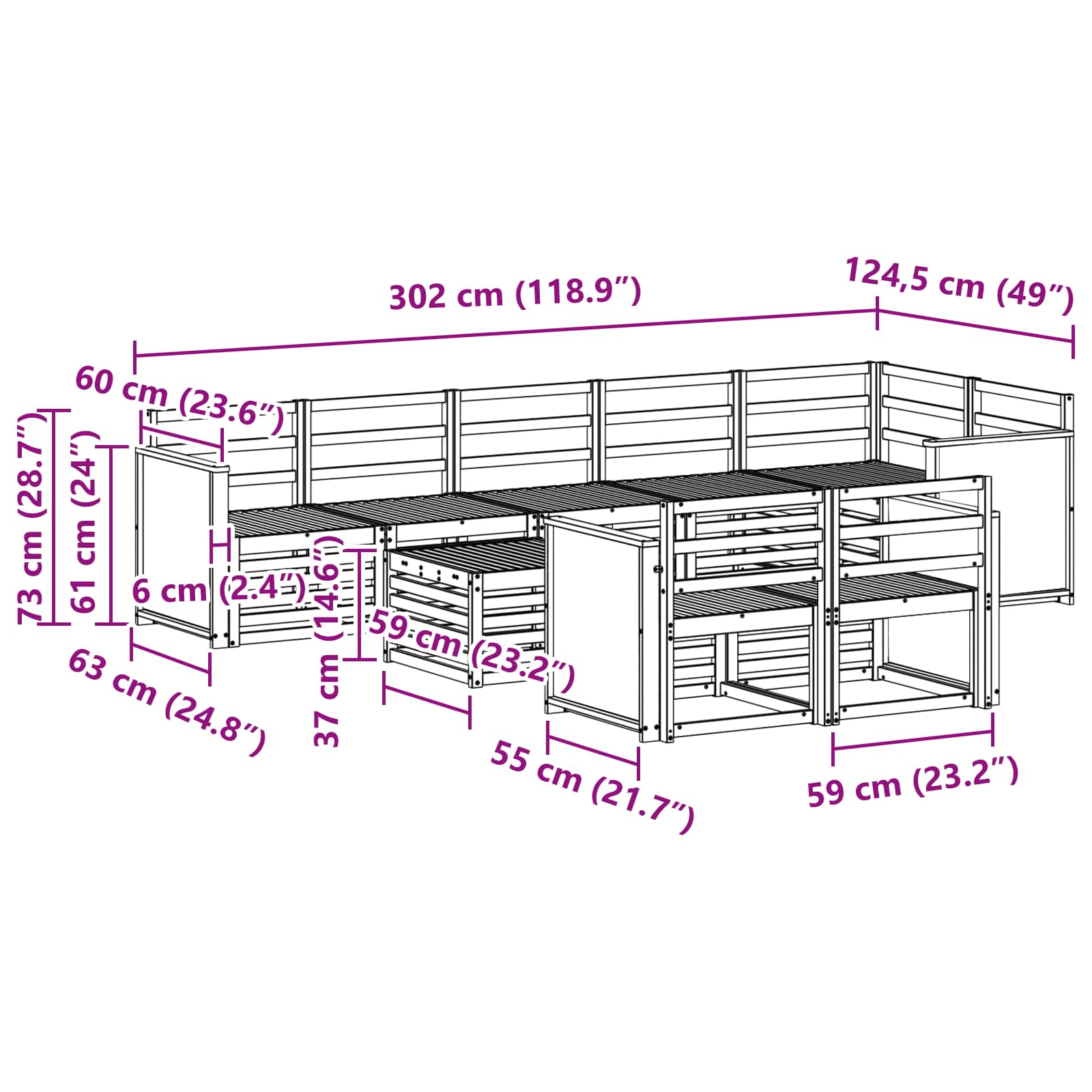 Sofa-Sets Massief Acaciahout image 8