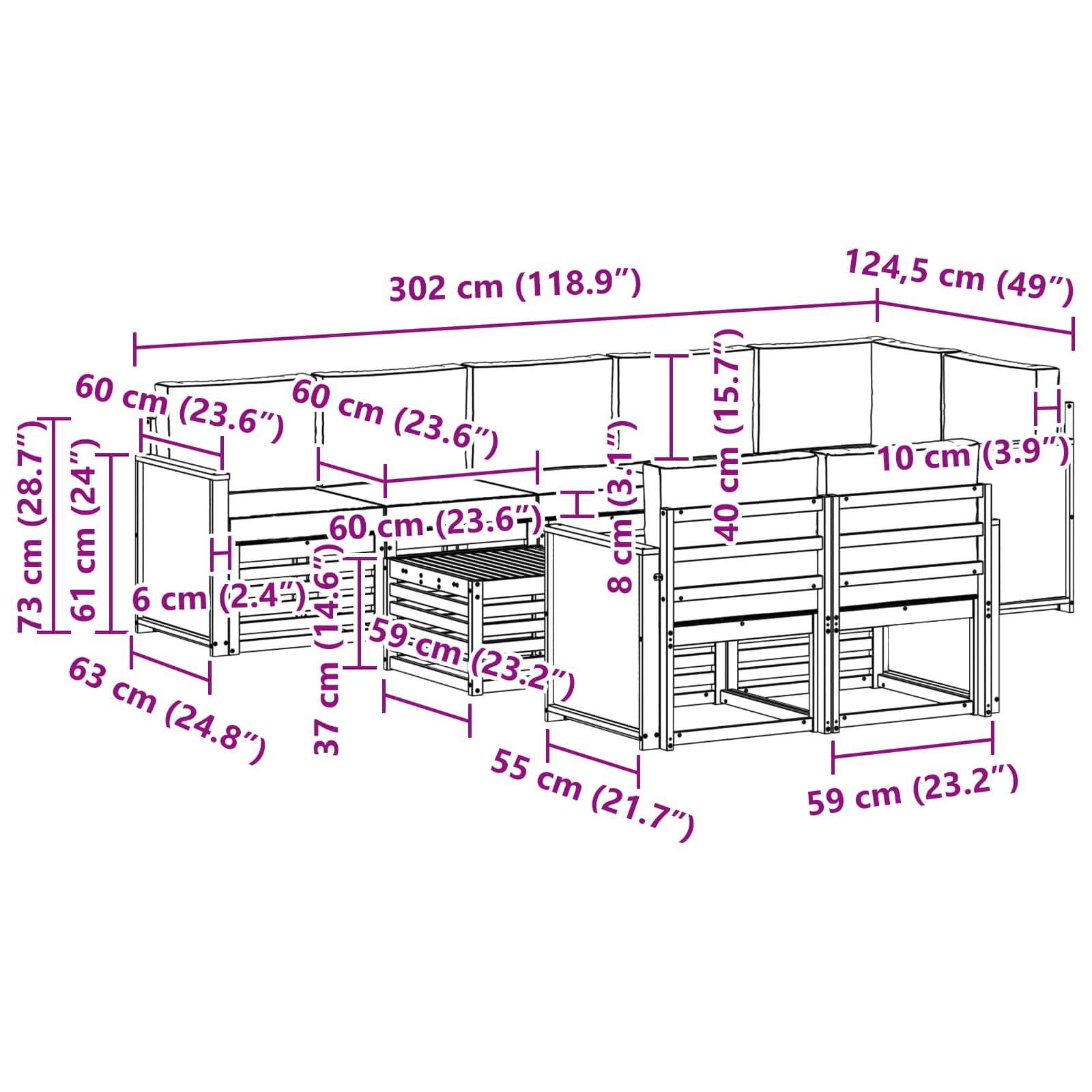 Sofa-Sets Massief Acaciahout image 7