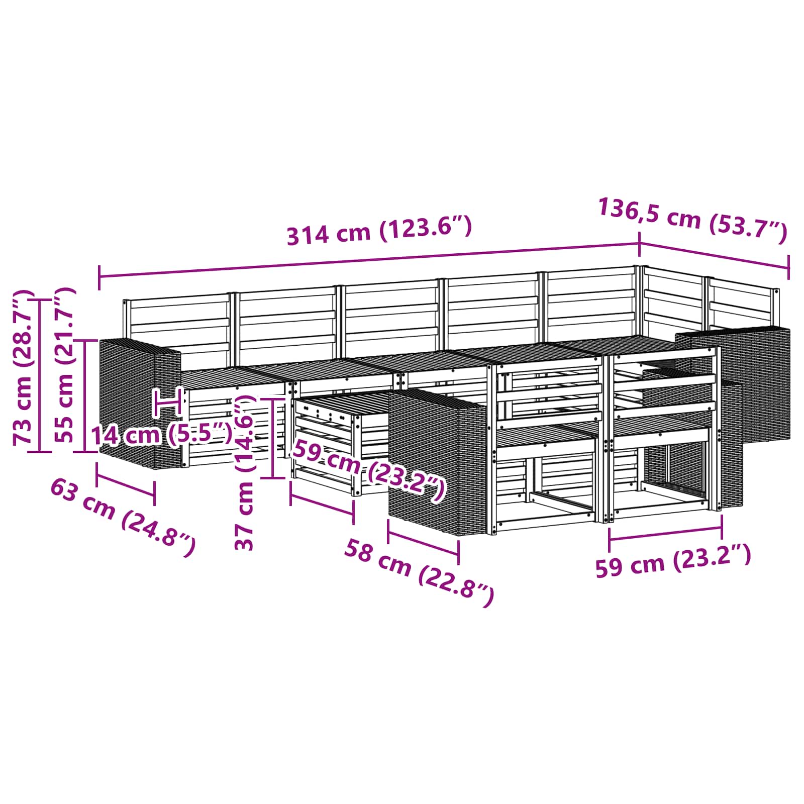 Sofa-Sets Massief Acaciahout image 8