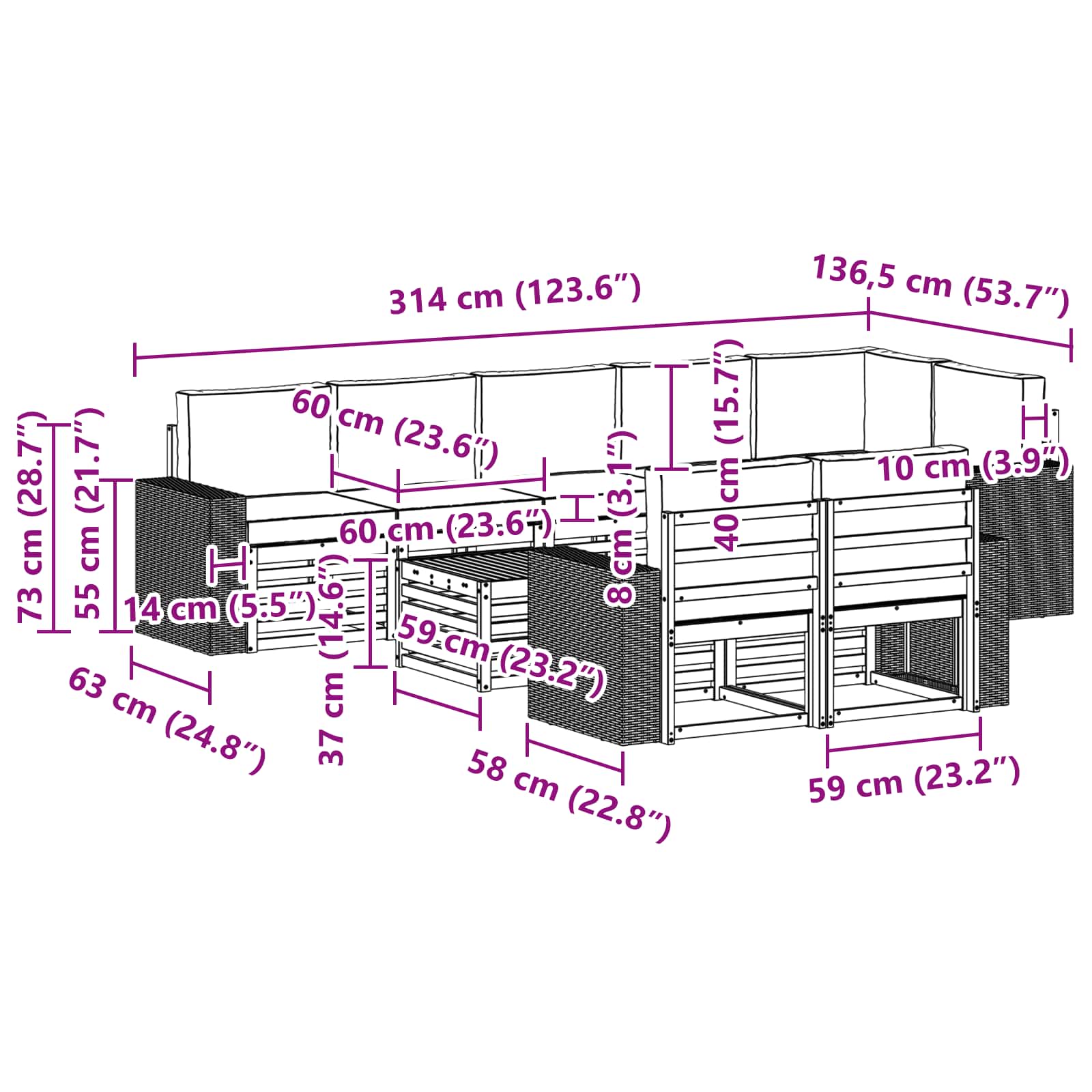Sofa-Sets Massief Acaciahout image 7