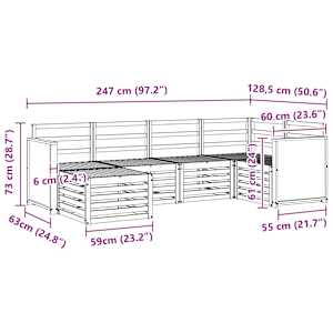 Rohová sofa sada 5 pcs Přírodní Masivní akátové dřevo - obrázek 8