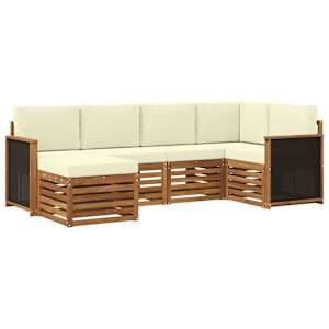 Rohová sofa sada s polštářem 5 pcs Přirozená a Krémová - obrázek 2