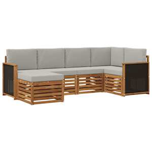 Rohová sofa sada s polštářem 5 pcs Přírodní a světle šedá - obrázek 2