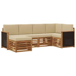 Rohová sofa sada s polštářem 5 pcs Přírodní - obrázek 2
