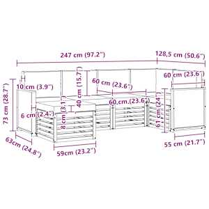 Rohová sofa sada s polštářem 5 pcs Přírodní - obrázek 7