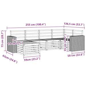 Rohová sofa sada 6 pcs Přírodní - obrázek 8