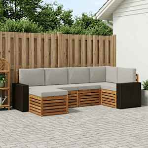 Rohová sofa sada s polštářem 6 pcs Přírodní a světle šedá - obrázek 1